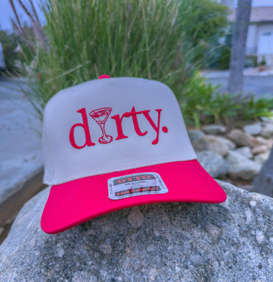 Dirty, martini embroidered two toned vintage hat.