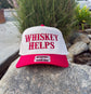 Whiskey Helps. Embroidered trucker hat.