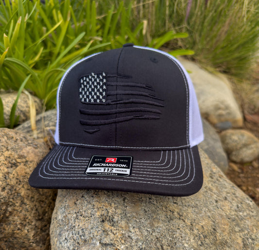 Distressed American Flag Embroidered Hat