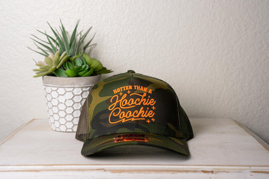 Hotter Than A Hoochie Coochie, Embroidered Hat, structured 5 panel