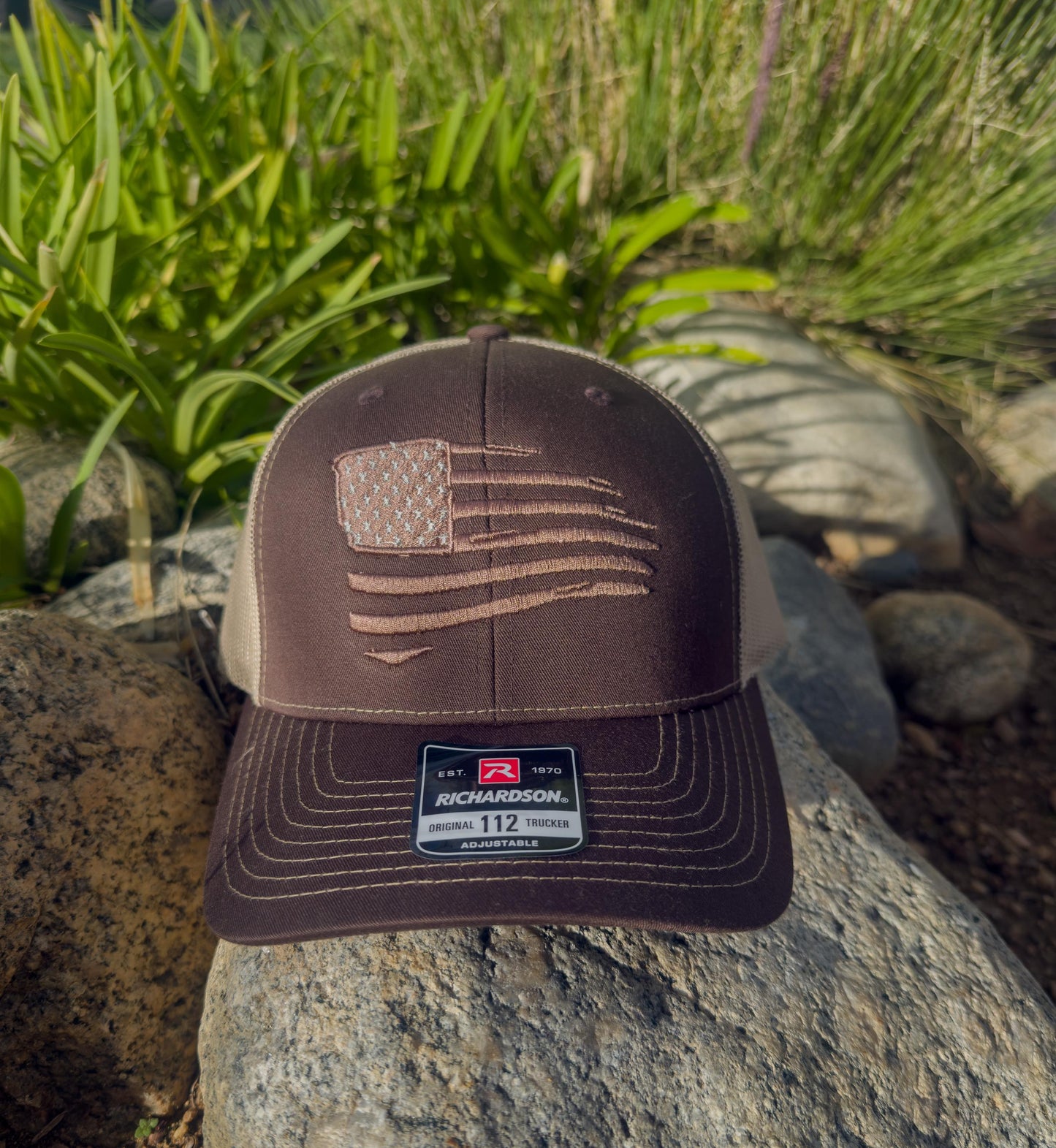 Distressed American Flag Embroidered Hat