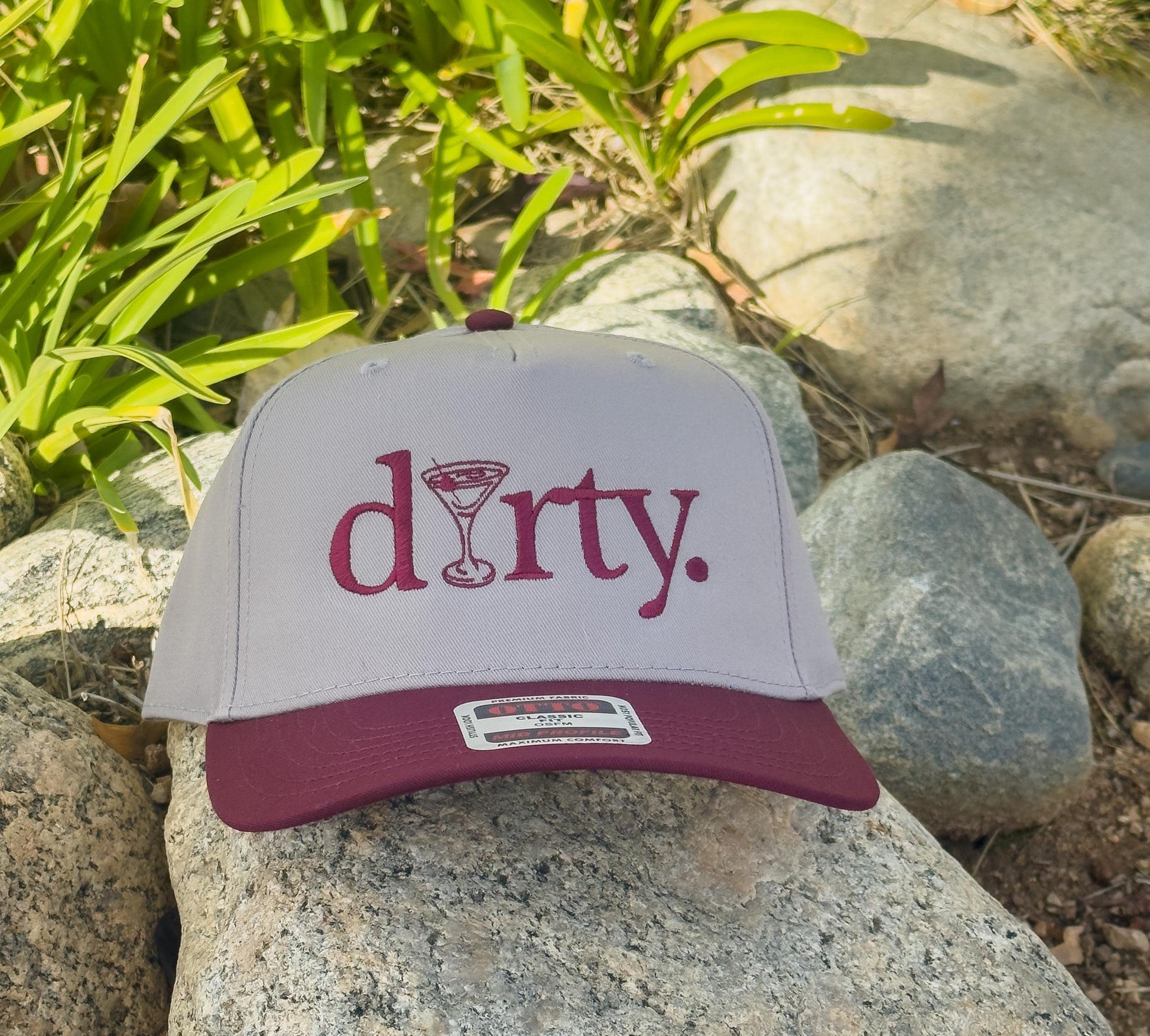 Dirty, martini embroidered two toned vintage hat.
