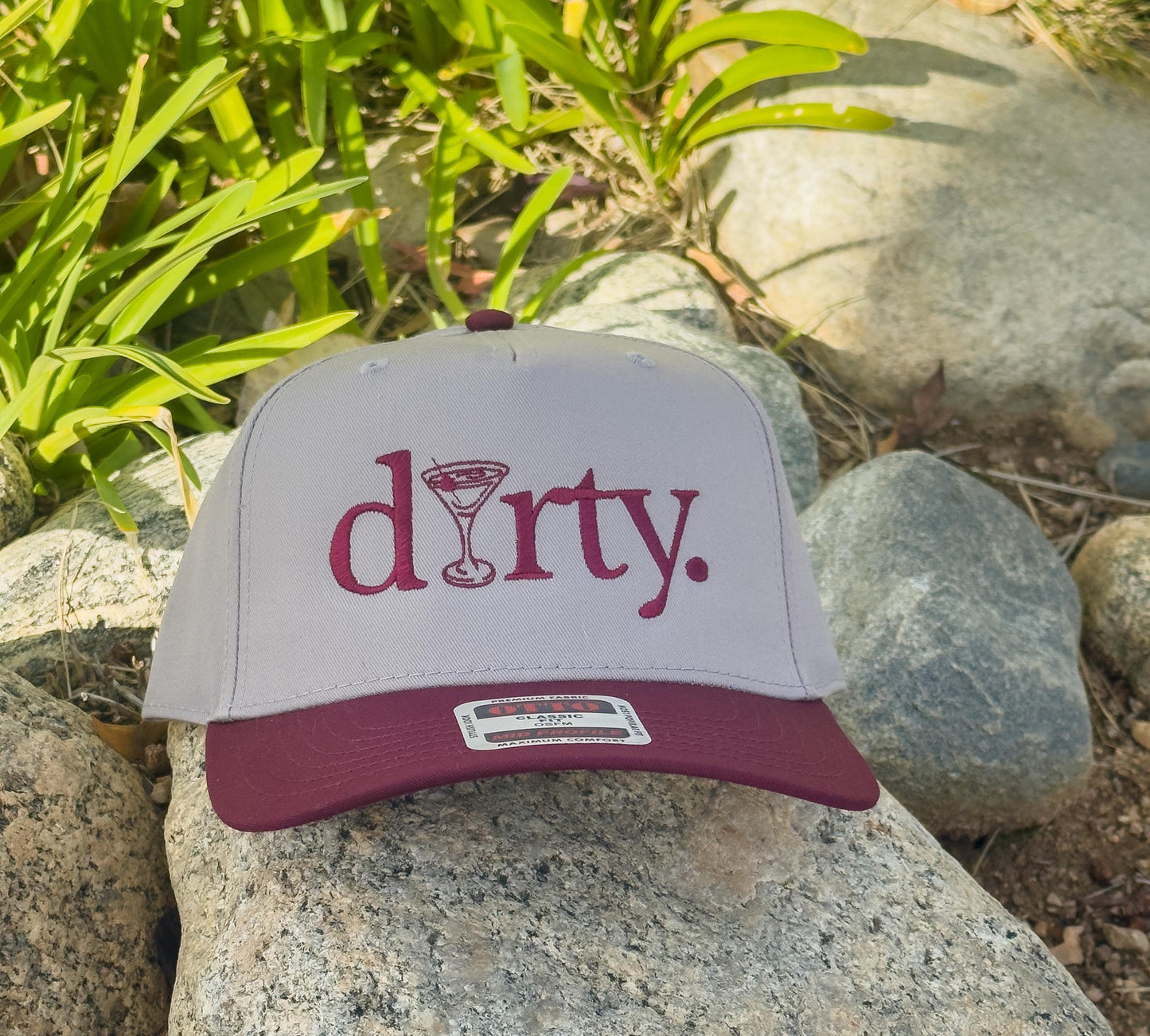 Dirty, martini embroidered two toned vintage hat.