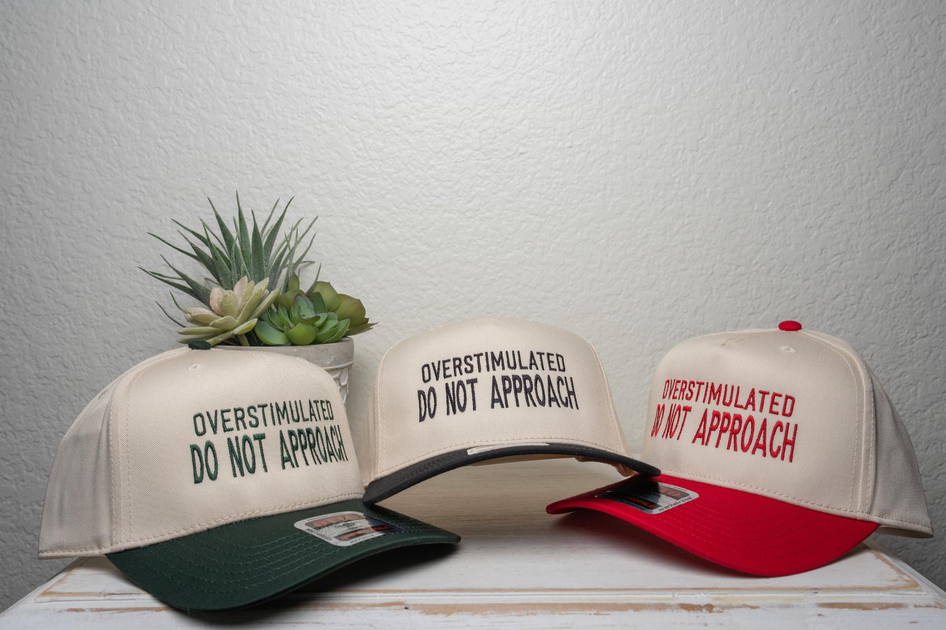 Overstimulated do not approach, embroidered trucker hat,