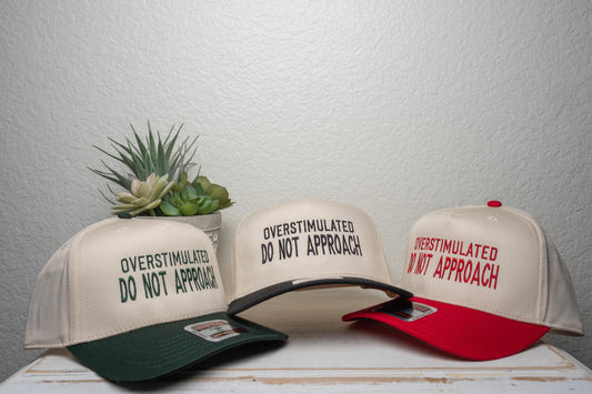 Overstimulated do not approach, embroidered trucker hat,
