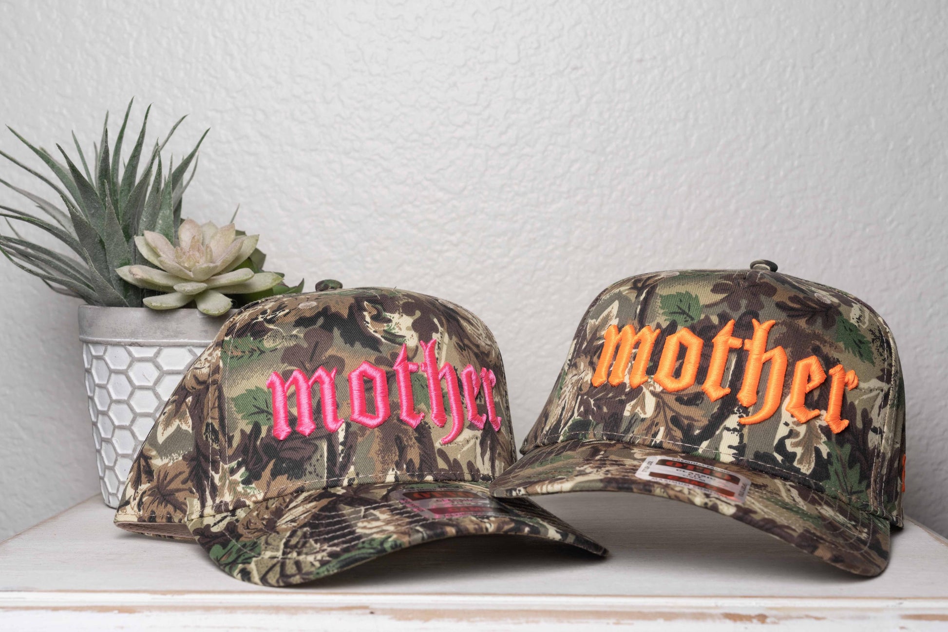 MOTHER,Puff Embroidered trucker hat