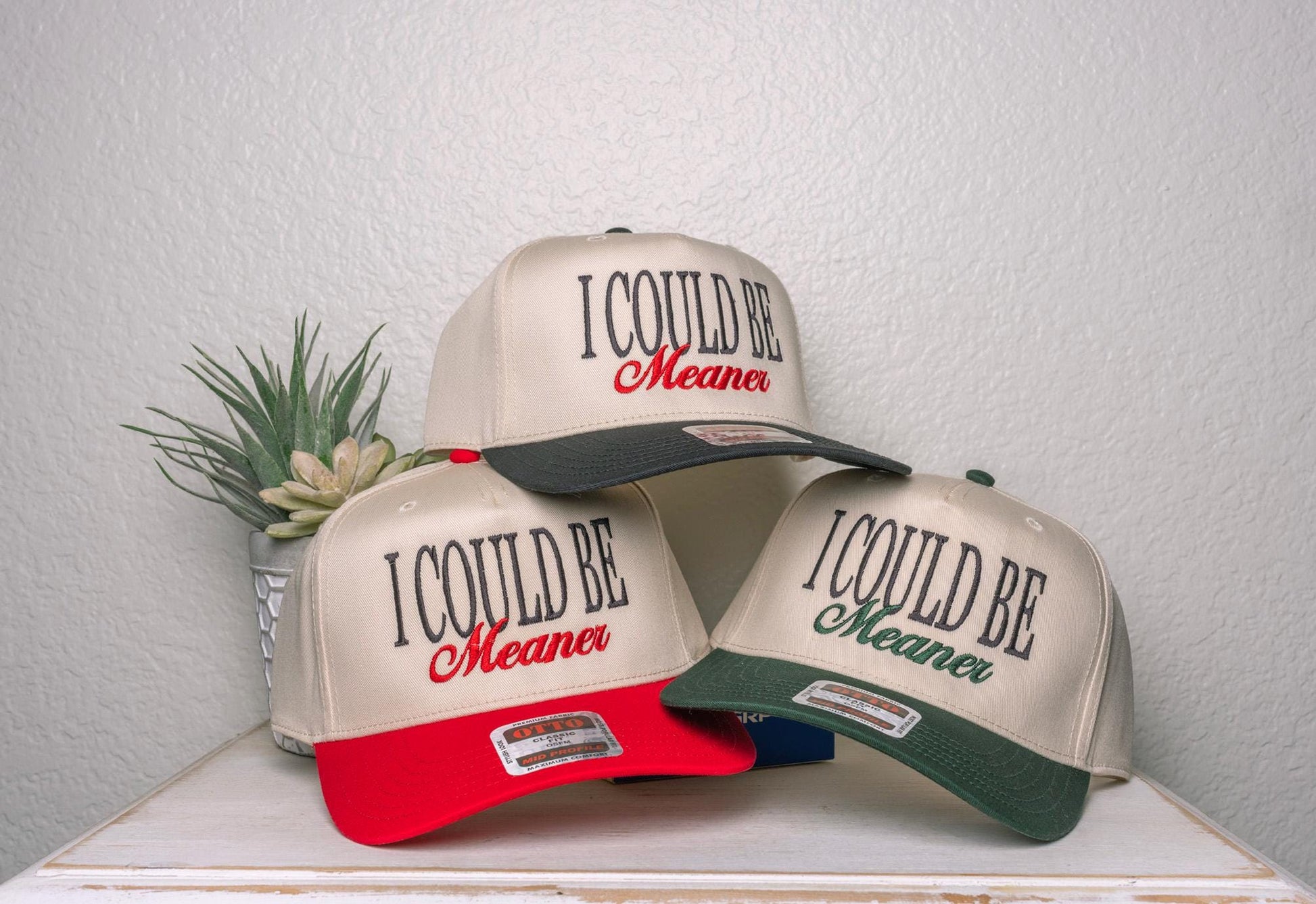 I Could Be Meaner, embroidered trucker hat