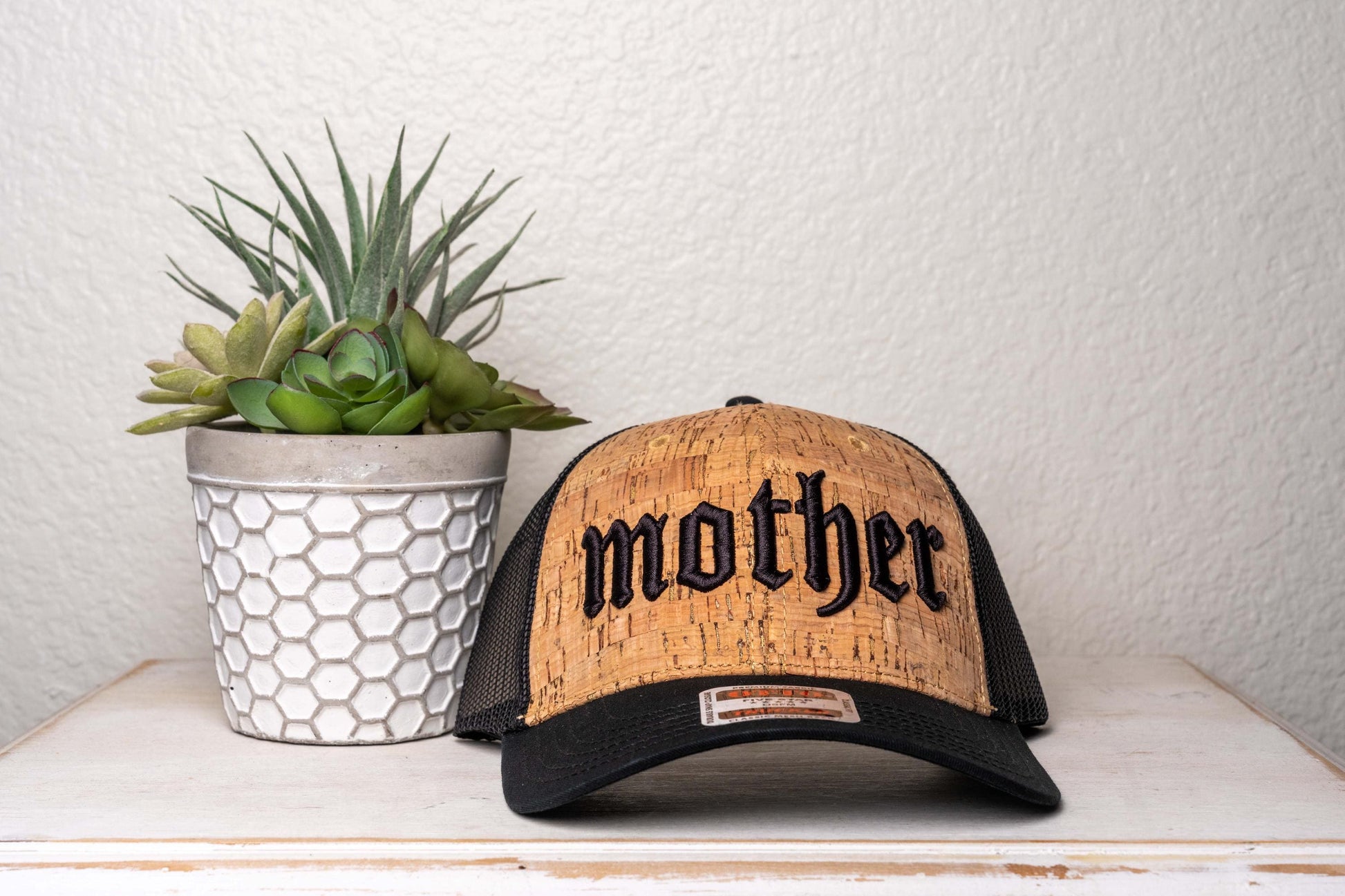 MOTHER,Puff Embroidered trucker hat