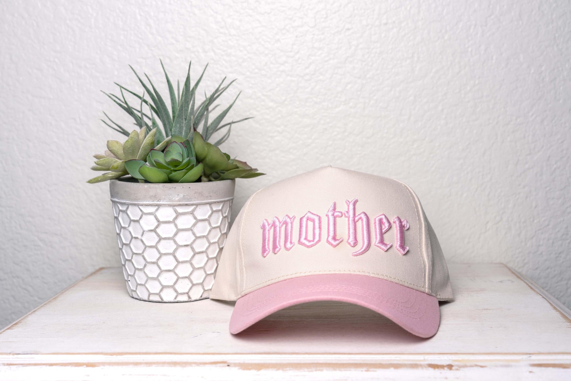 MOTHER,Puff Embroidered trucker hat