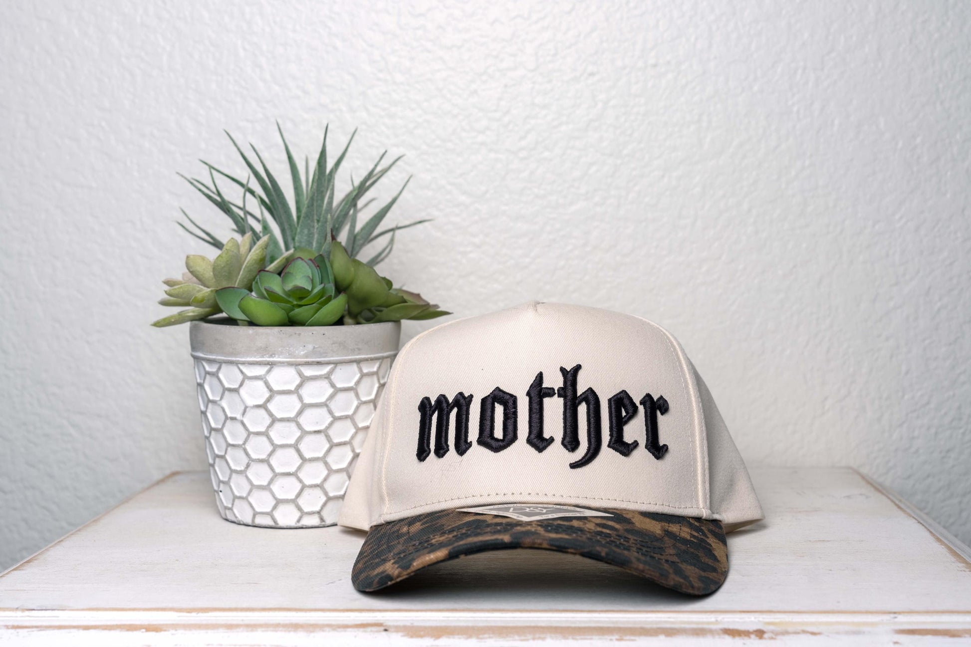 MOTHER,Puff Embroidered trucker hat