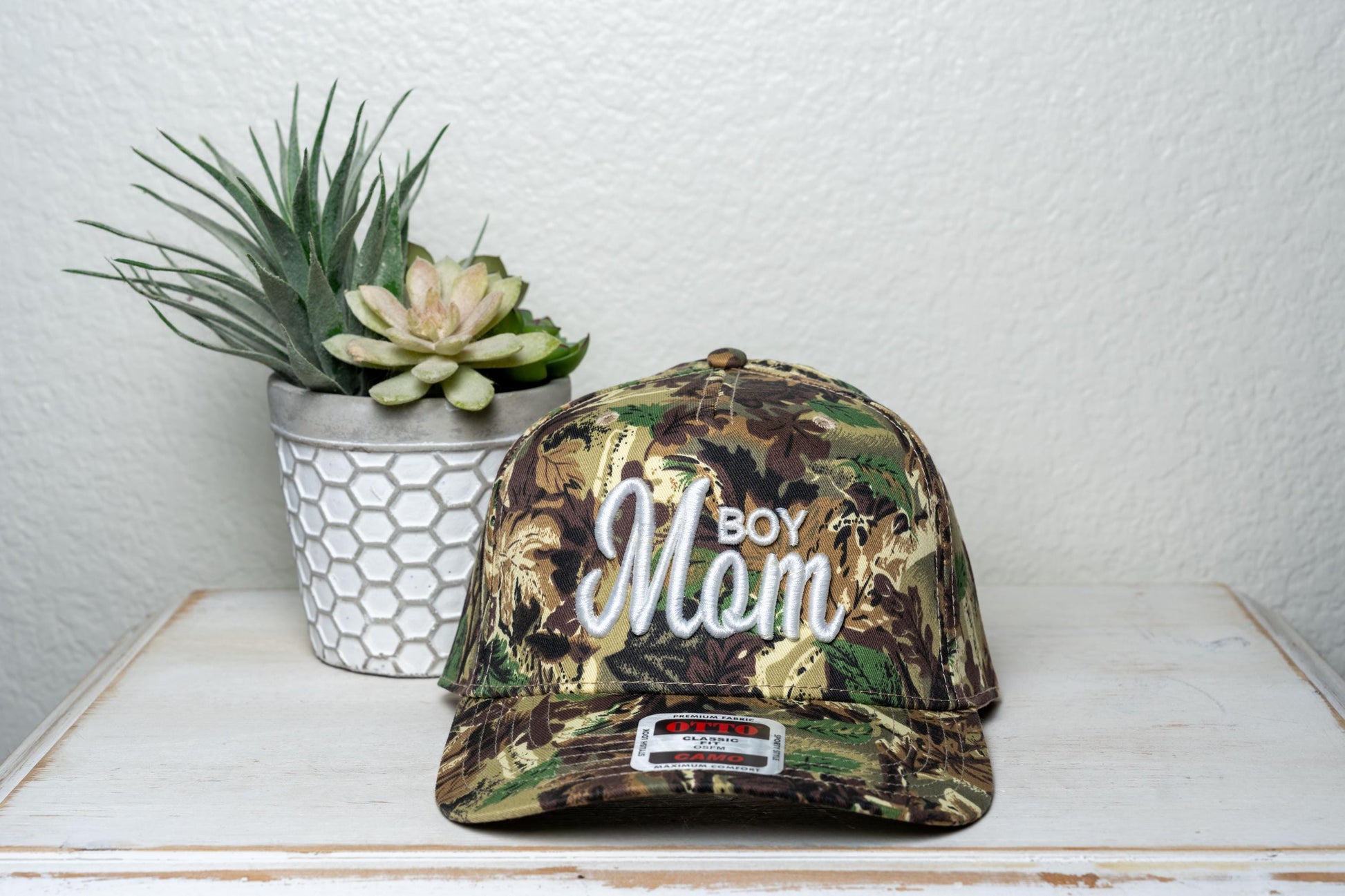 BOY MOM, 3D/ Puff embroidered Trucker Hat