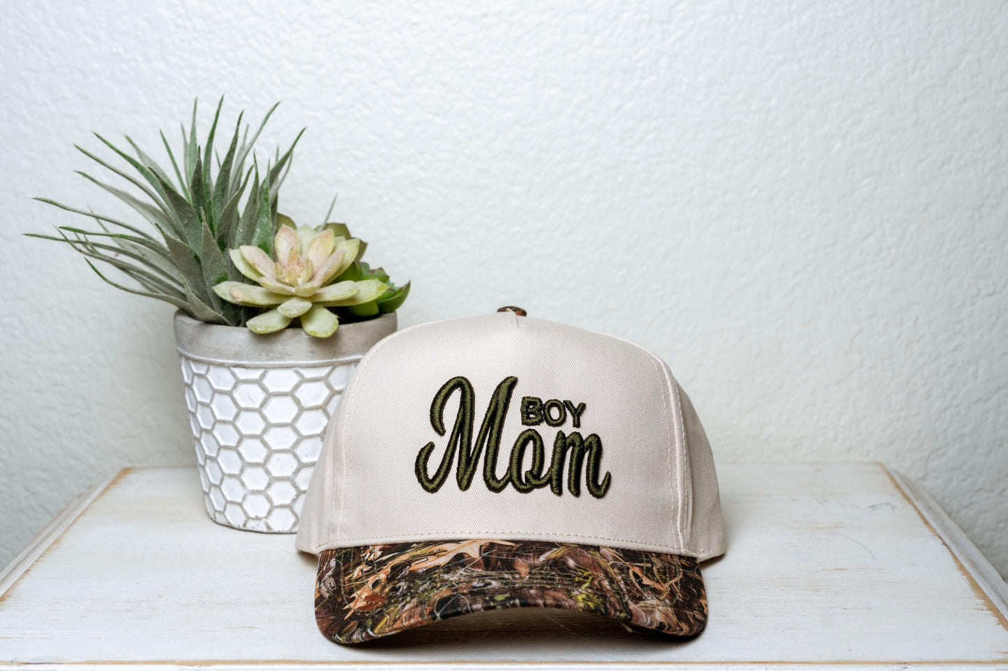 BOY MOM, 3D/ Puff embroidered Trucker Hat