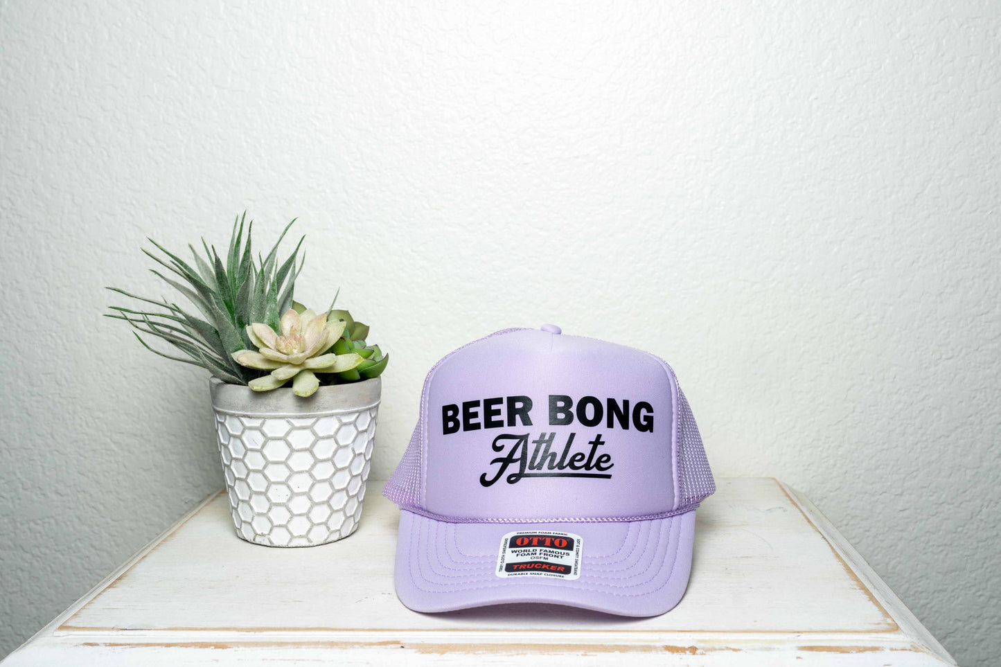 BEER BONG Athlete, foam trucker hat, party hat